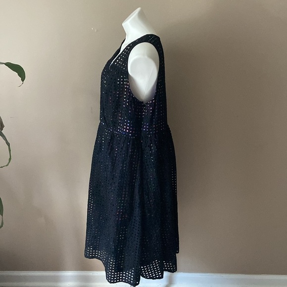 Lane Bryant Black Eyelet Sleeveless Cotton Fit And Flare Plus Size 22 Dress - Picture 3 of 9